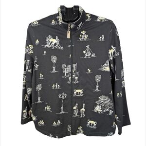 Koret ladies full zip jacket medium with darling French scenes throughout